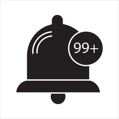 Notification bell icon, Notification bell, alert icon for incoming messages in inbox, ring the bell and notification number sign for alerts and alarms