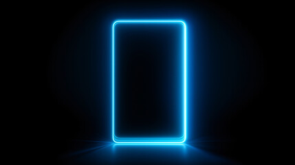 Futuristic neon blue frame glowing in dark space, ideal for tech, sci-fi, and virtual reality themes. Perfect for digital ads, UI design, and concept art.