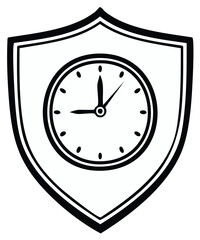 Clock inside a shield symbol representing security and protection