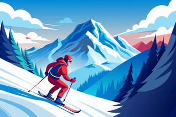 skiing on the mountain
