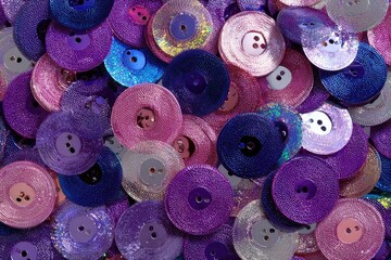 Multicolored, circular sequins densely packed