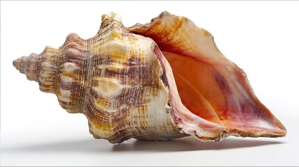 Gorgeous Conchs Scattered Along the Sunny Seaside—Their Shiny, Swirled Shells in Soft Hues of White, Pink, and Blue Glow Under the Sun, Blending Perfectly With the Blue Waves, Golden Sand