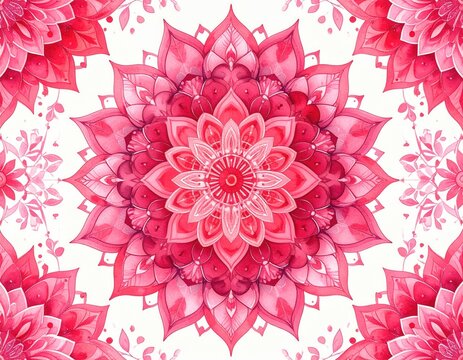 Pink mandala pattern on white