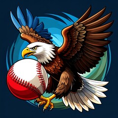 Eagle holding baseball