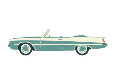 Obraz premium Flat Style Detailed Classic Convertible Car Transportation Vehicle Illustration