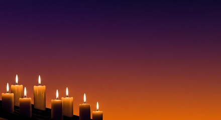 Chile All Saints Day banner background, candles on solemn gradient 