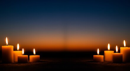 Chile All Saints Day banner background, candles on solemn gradient 