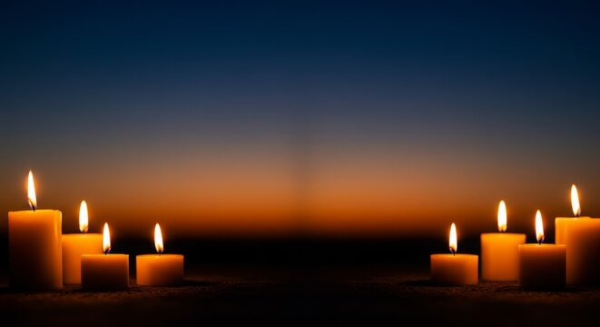 Chile All Saints Day banner background, candles on solemn gradient - Powered by Adobe