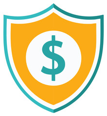 Fototapeta premium Shield symbol with dollar sign representing financial security and protection