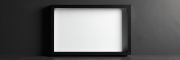 Black frame against stark Scandi backdrop; monochrome palette , home decor, light, frame mockup