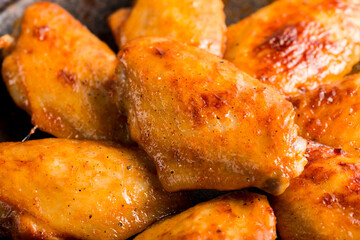 Chicken Wing Detail Closeup Savory Street Food