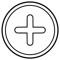 Obraz premium Simple black outline plus symbol inside a circle graphic icon for addition or positive concepts