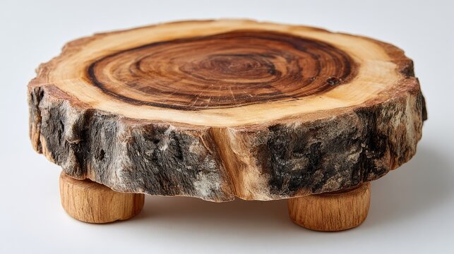 Wooden round cutting board, tree trunk slice
