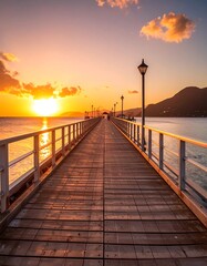 Obraz premium Sunrise pier over calm water
