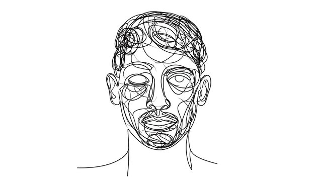 Abstract line drawing of a man's head