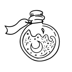 doodle of mystical celestial potion bottle