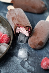 Cut Chocolate Raspberry Ice Cream Cross Section