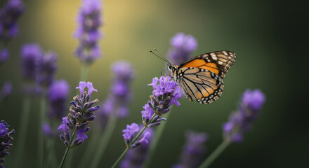 Obraz premium Monarch butterfly on lavender