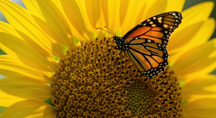 Monarch butterfly on sunflower