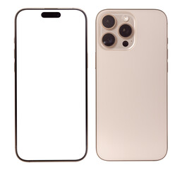 smartphone mockup blank screen isolated with clipping path  mobilephone new model photo isolated on transparent background.