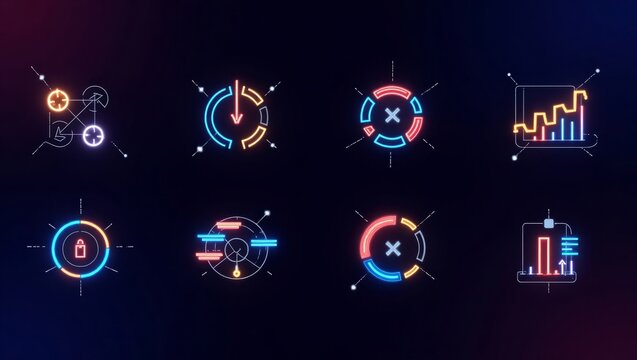 Futuristic Neon U I Elements and Data Visualizations - Powered by Adobe