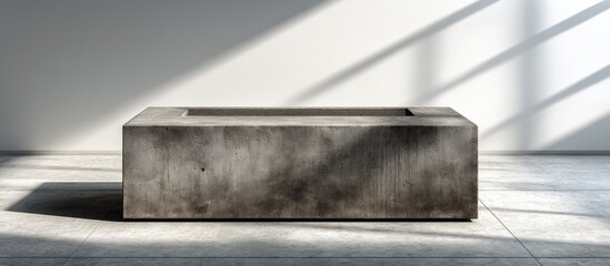 Modern concrete rectangular trough, light-filled room