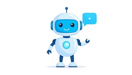 Cute robot character with speech bubble