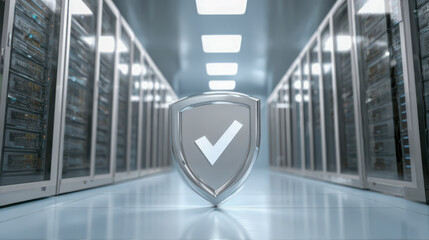 Server room security shield guaranteeing data protection and cybersecurity