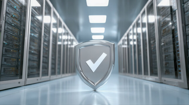 Server room security shield guaranteeing data protection and cybersecurity