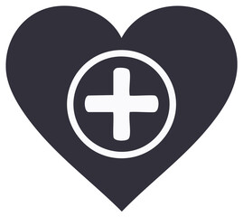 Fototapeta premium Heart With Plus Sign Icon Symbol Healthcare Medical Care