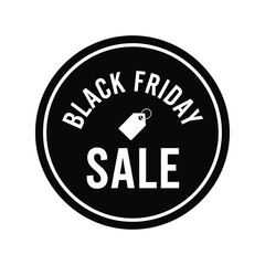 Black friday sale announcement round sticker graphic festive promotion vector
