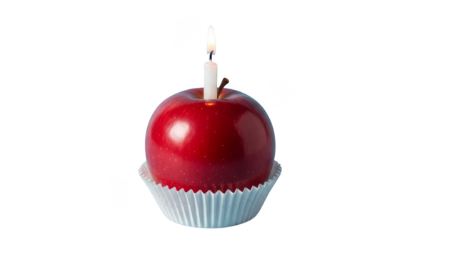 Apple cupcake with a birthday candle