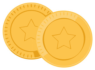 Two Gold Coins Featuring Stars for Rewards and Financial Themes Gold Tokens with Star Symbols for Achievements