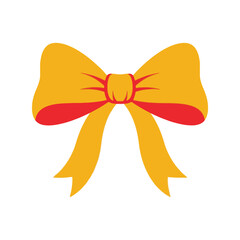 Bright yellow red ribbon bow decorative celebration gift element vector