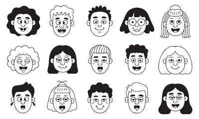 Set of Cartoon Smiling Faces Fool Vector Icons