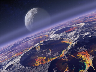 Planetary Impact Crater Example Illustration Scenic Background © Luca