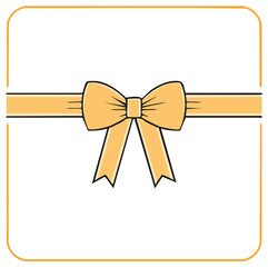 Fototapeta premium Festive golden ribbon bow decoration design element for presents and celebration