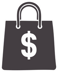 Shopping bag icon with dollar sign symbol of financial commerce concept in vector