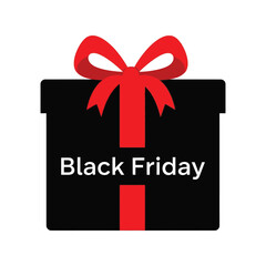 Black friday gift box red ribbon festive celebration sale shopping discount promotion event vector