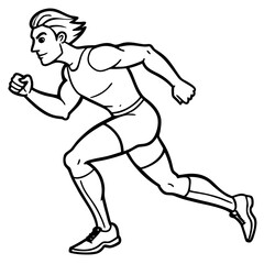 Fototapeta premium Running athlete outline sketch 