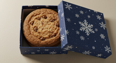 Chocolate chip cookie in gift box