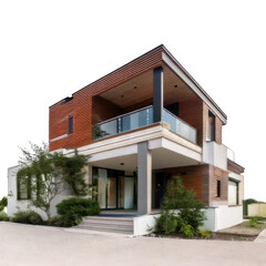house villa modern house architecture isolated on white background.