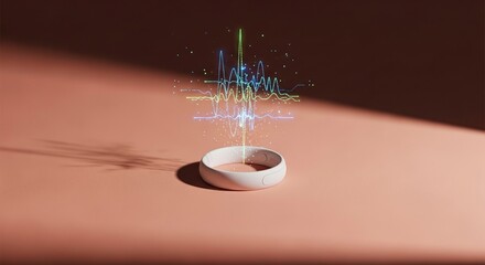 Futuristic smart ring with holographic interface enables advanced health tracking and wellness analytics