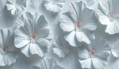 Obraz premium Delicate white paper flowers in 3D arrangement