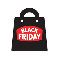 Black friday shopping bag with sale promotion text for retail marketing vector