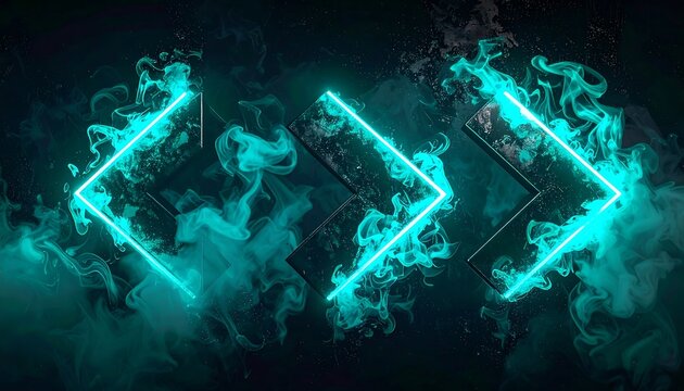 Abstract neon graphic design with smoky background