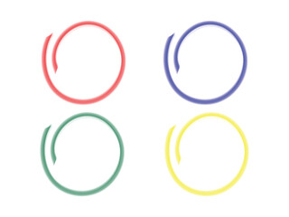 hand drawing Red blue green yellow circles bundle, isolated on a transparent background, Handwritten red circle. For marking text, numbers, marker pen, pencil, logo, hand-drawn doodle, grunge circle 