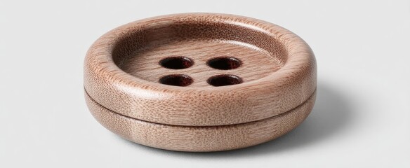 Light beige wooden button with four holes