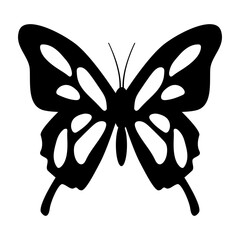 Butterfly Silhouette Front View Symmetrical Wings Isolated PNG