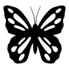 Butterfly Silhouette Front View Symmetrical Wings Isolated PNG